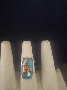 Spiny Oyster Turquoise Silver Ring