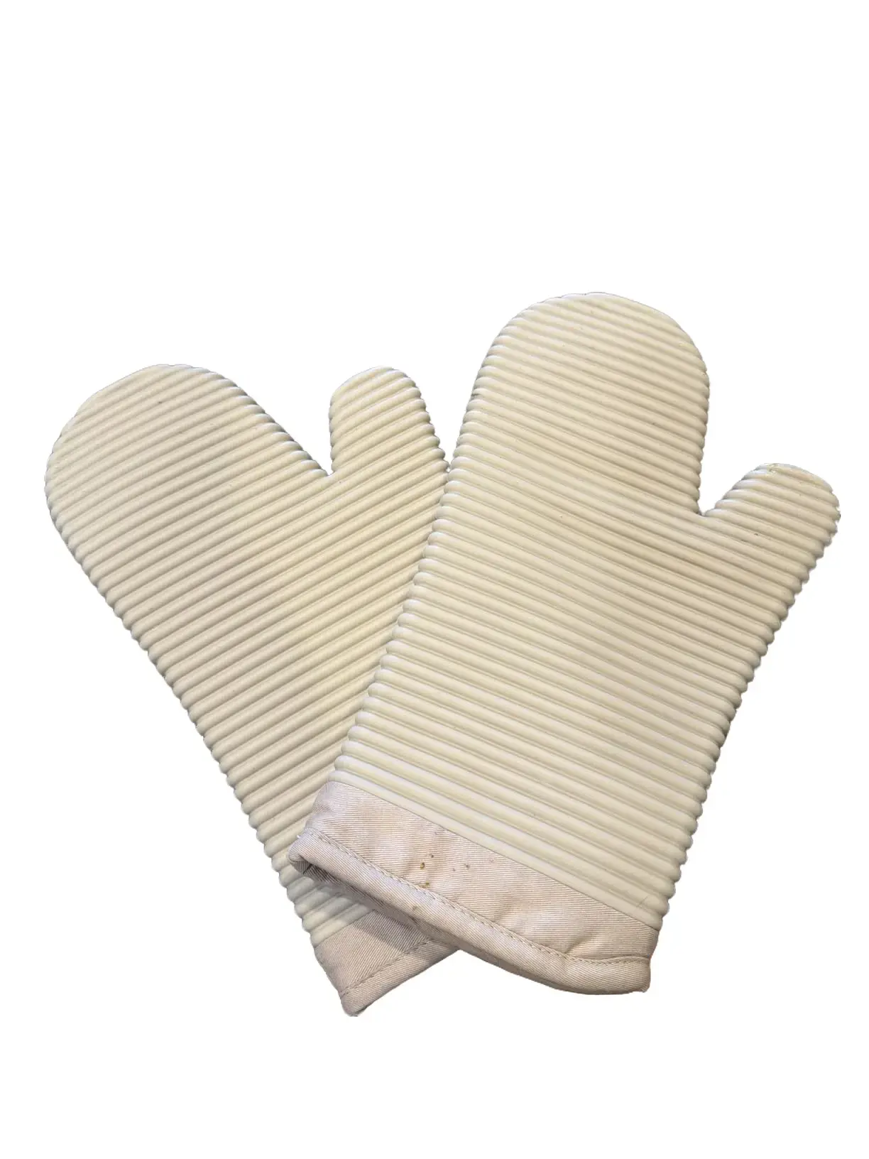 Ribbed Soft Silicone Oven Mitt 2-Pack Set, 7.5" x 13", Milkshake