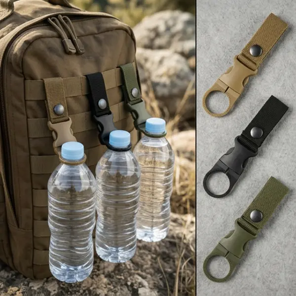Outdoor Water Bottle Carabiner Hooks - Backpack Belt Quick-Hook Holder with Strap for Hiking, Camping (for Outdoor Enthusiasts)