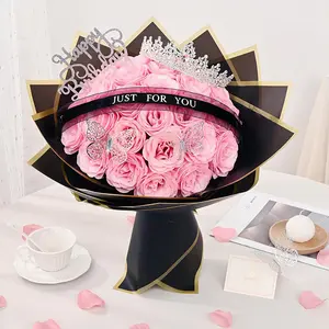 Set of 24 2.76-inch sparkling artificial roses, DIY glitter flower bouquet, multi-colored for decorating home, bedroom, weddings.