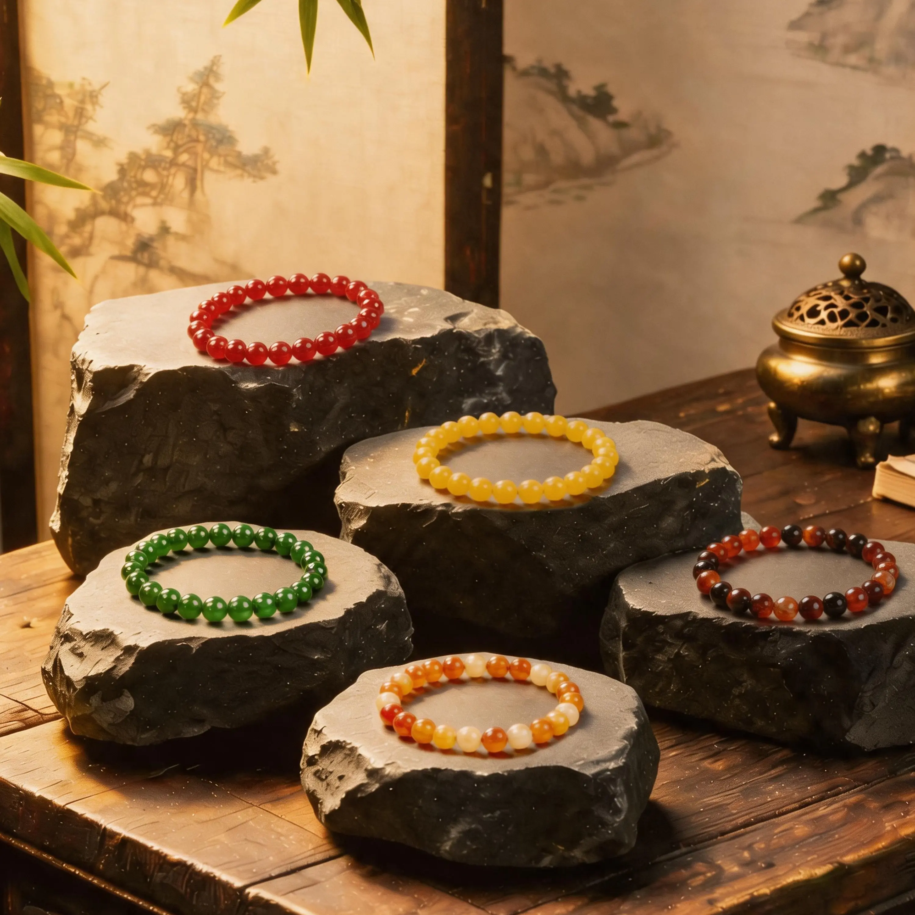 LUMAWU Unisex Agate Crystal Bracelet, 8mm Premium Natural Gemstone Beaded Bracelet, High Frequency Energy Balancing Jewelry to Align Chakras & Shield Aura