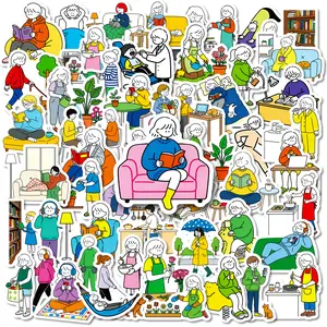 56 Simple, Everyday Happiness-themed Stickers Featuring Doodles of People, Suitable for Scrapbooks, Diaries, Laptops, Water Bottles, Cars, and Other Items with Designs Based on Beliefs—gifts with Positive Messages, Car Decorative Sticker, Decal for Cars
