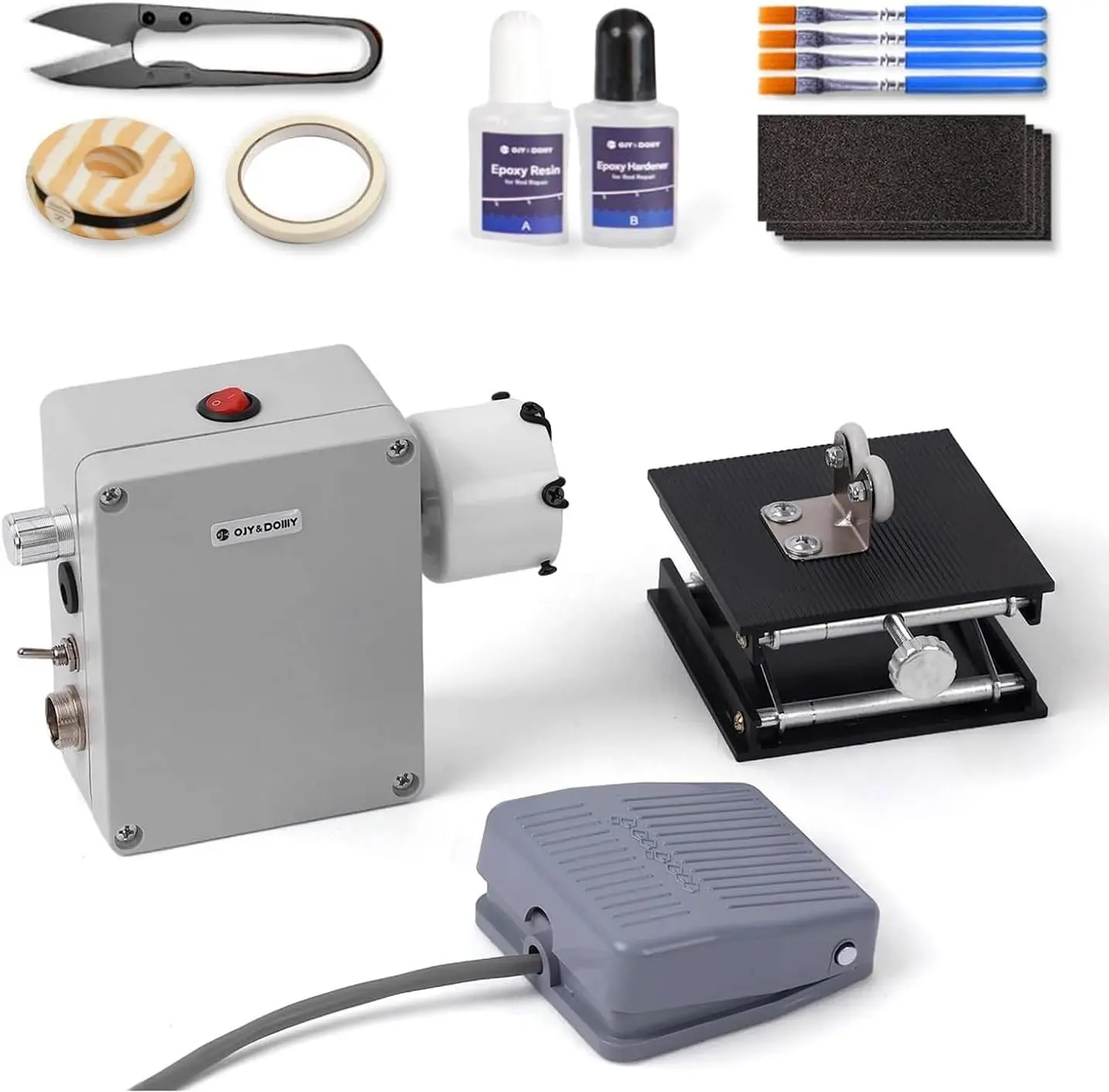 Fishing Rod Repair Kit Rod Building Kit and Supplies Wrapping and Winding Machine for Epoxy Drying