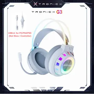 [New Upgrade] TAGRY TRONICX Upgraded G3 Wired PC Gaming Headset Gamer Gifts for him with 50mm Driver, ENC Microphone, USB-A Headset with 7.1 Surround Sound, Control Box for PC/PS5 Console/Switch Dock Mode  (Not Compatible with Xbox)