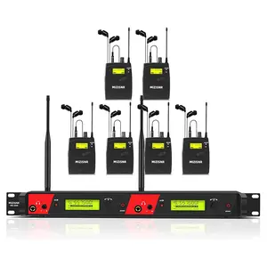Wireless in Ear Monitor System, 2 Channel 6 Bodypacks Pro Mono IEM System for Musicians, Metal Rack Mount Monitor w/ 2x40 UHF Frequencies, 330ft Range for Band, Stage or Studio