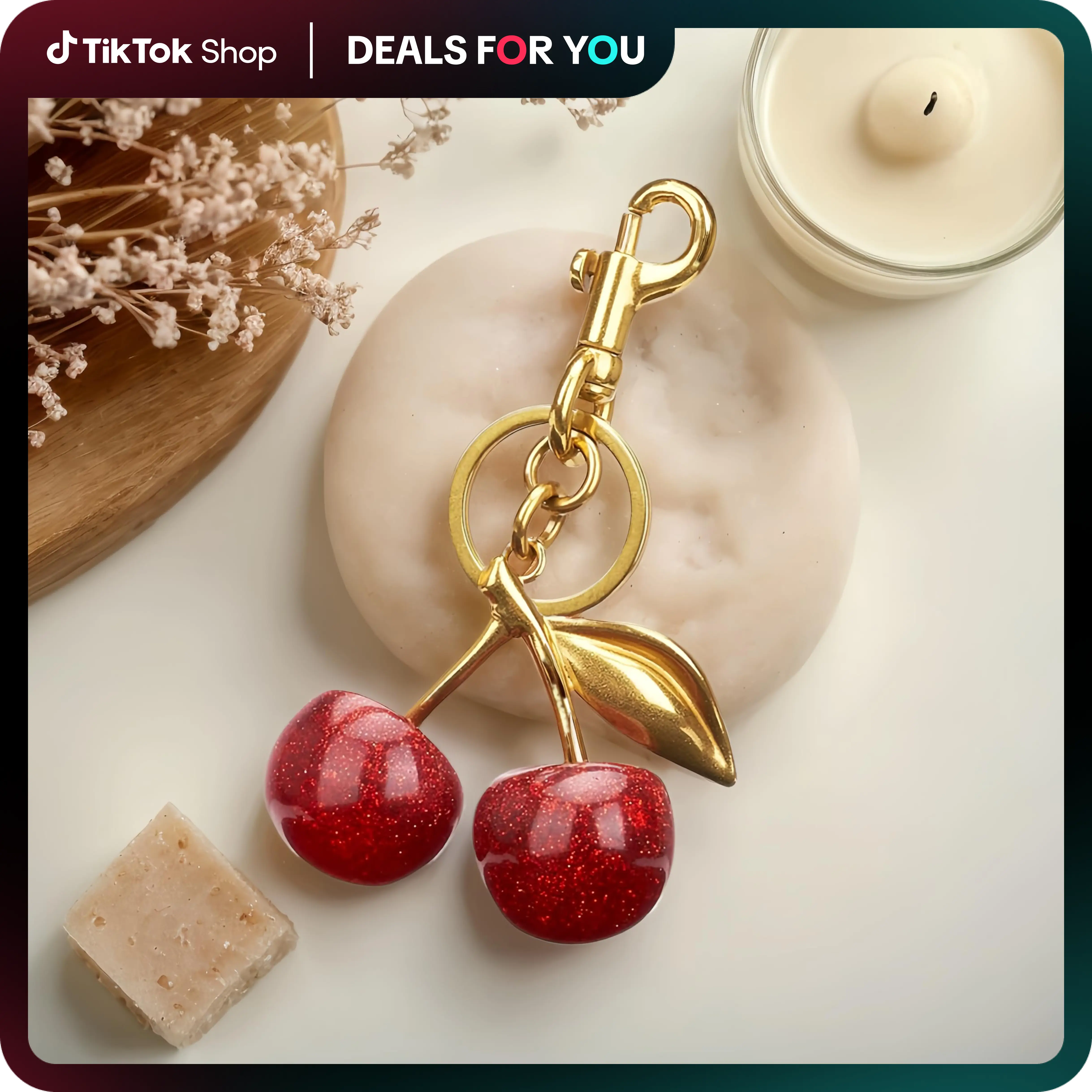 Keychain Cherry Bag Charms Purse, Key Chains Women Cute - Elegant Car Keyrings Leather Handbags, Adorable Add-ons for Your Essentials, Perfect Romanti