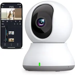 Indoor Camera 2K, Cameras for Home Security 5GHz, 360° Pet Camera w/Motion Tracking, Phone App, 2-Way Audio, IR Night Vision, Siren, Works with Alexa & Google Assistant