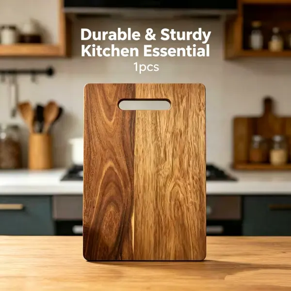 1pc Native Acacia Wooden Chopping Board - Rectangle, Durable, Non-Toxic with Hanging Holes for Family Kitchen Fruit & Vegetable Cutting, Cutting Boards Non Toxic