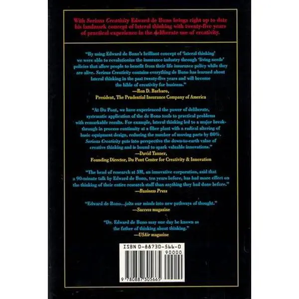 USED Book - Serious Creativity: Using the Power of Lateral Thinking to Create New Ideas by Edward De Bono (Hardcover) - english