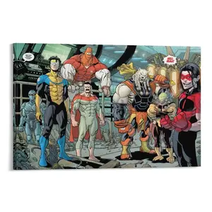[Unframed] Invincible War Themed Canvas Poster Invincible vs Omni Man Art Wall Decor Comic Style Gift for Teens Living Room Bedroom