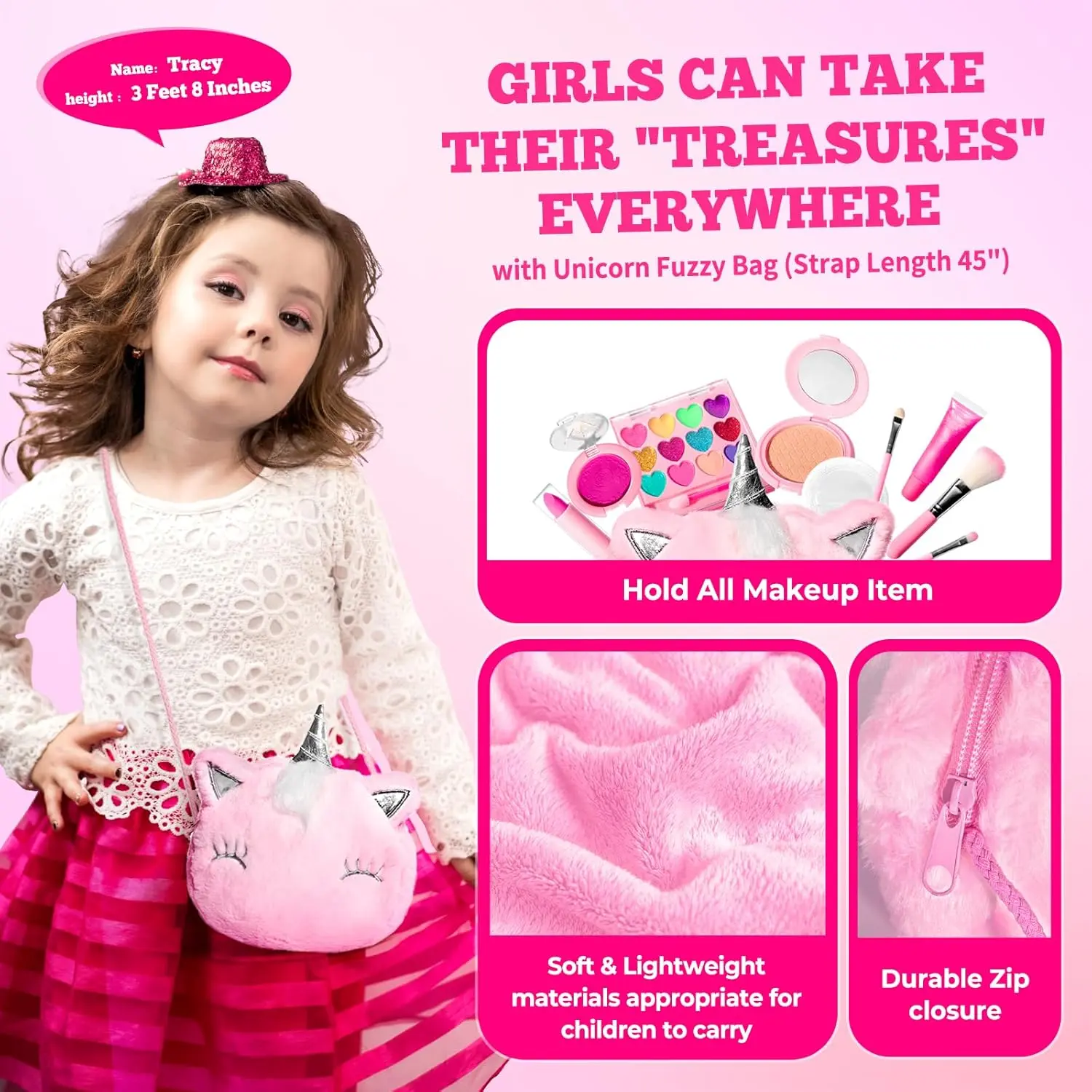 Easter Gifts for Girls - Kids Real Makeup Kit for Girls with Fluffy Purse - Real, Non Toxic, Washable Make Up Toy - Umicorn Toys Gift for 3 4 5 6 7 8 Years Old Girls Birthday (Pink Umicorn) Easter Gifts for Girls - Kids Real Makeup Kit for Girls with Fluffy Purse - Real, Non Toxic, Washable Make Up Toy - Umicorn Toys Gift for 3 4 5 6 7 8 Years Old Girls Birthday (Pink Umicorn)