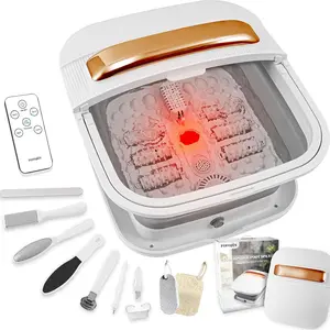Collapsible Foot Spa with Heat and Massaging,Remote Control,Water Jet,Rollers Massage,Temperature Control, Red Light,Pedicure Kit Foot Spa Foot Bath