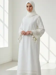 Elegant White Lace Qameez with Gold Stitch Detailing