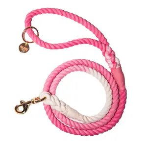 Pink and White Tie Dye Dog Leash Handcrafted Elegance with Stylish Braided Design Comfortable Loop Handle for Everyday Walks