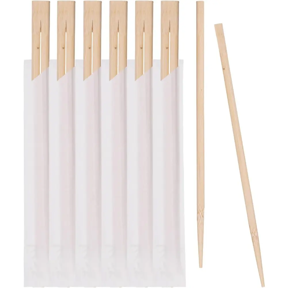 Disposable Natural Wood Chopsticks - 50 Pairs Individually Wrapped, 8-in Traditional Asian Meals Cutlery, Smooth Finish Splinter-Proof Design for Sushi, Takeout, Kitchen Tableware, 8-Inch