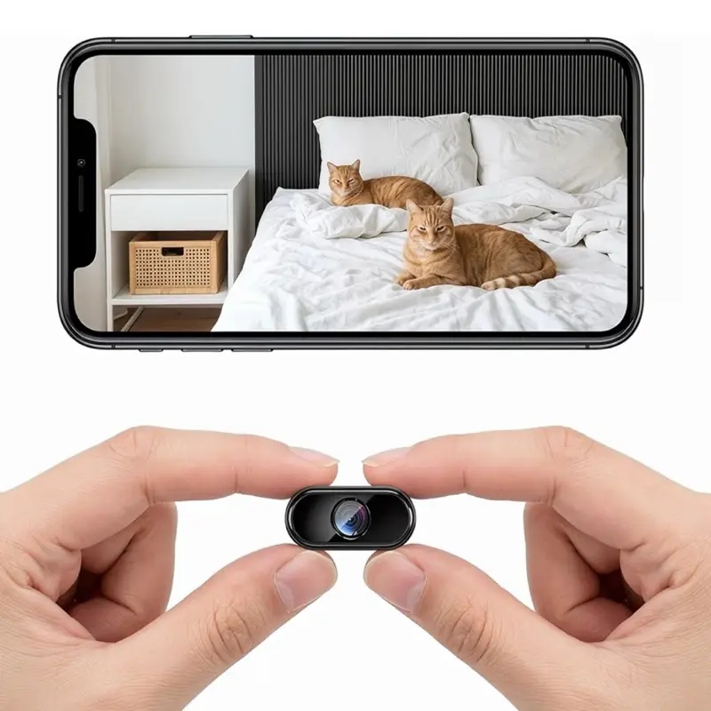 1080P Wireless Mini Hidden Camera, Portable Indoor Security Camera with Motion Detection, Night Vision & App Control - Ideal Nanny Cam, Home Security, Work Office, On-The-Go