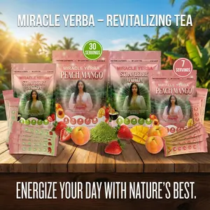 Miracle Yerba by My Lucky Tea – Yerba Mate Tea Bundle | Peach Mango+ Strawberry Matcha Variety Pack – Pack of 4 | Two 30-Servings + Two 7-Serving To-Go Sticks | Natural Energy