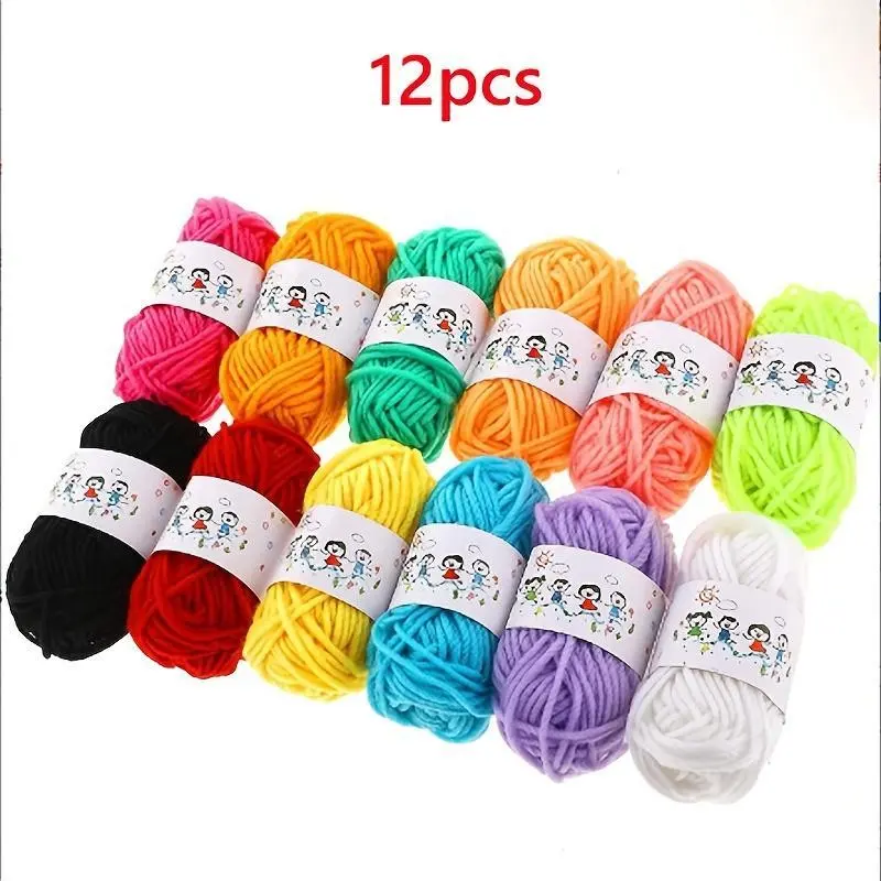 12pcs Mixed Color Crochet Knitting Yarn Set, Including 3.5MM Crochet Hook, 5 Marking Needles, 6 Stitching Needles, Suitable for Handmade & DIY Crafts, Sewing, Knitting, Crochet, Knitting Supplies, Acrylic 100%, Random Colors & Packaging