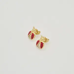 LadyBug Stud Earring Red Enamel Design Fashion Earrings Accessories Small Size Elegant and Versatile for Everyday Wear