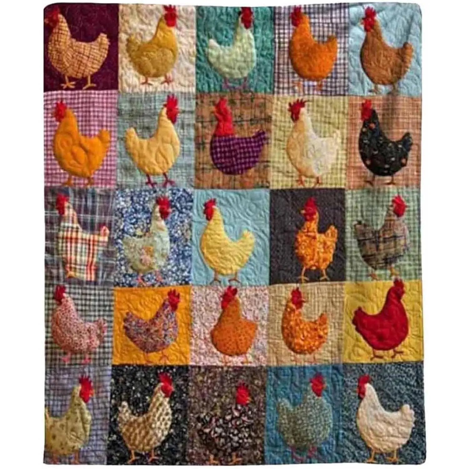 Flannel Rooster Blanket, Soft and Cozy with Multiple Chicken Patterns – Ideal Throw Blanket for Beds, Sofas, and Rooster Lovers, Whimsical and Warm Design, 59.06x78.74in (59.06 x 79.74in)