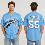Men's Baseball Jerseys 55 Kenny Powers Eastbound & Down Charros Myrtle Beach Mermen Light Blue S-8XL TikTok Viral Polo Shirt breezy bowl jersey Christmas Eve gifts Holiday
