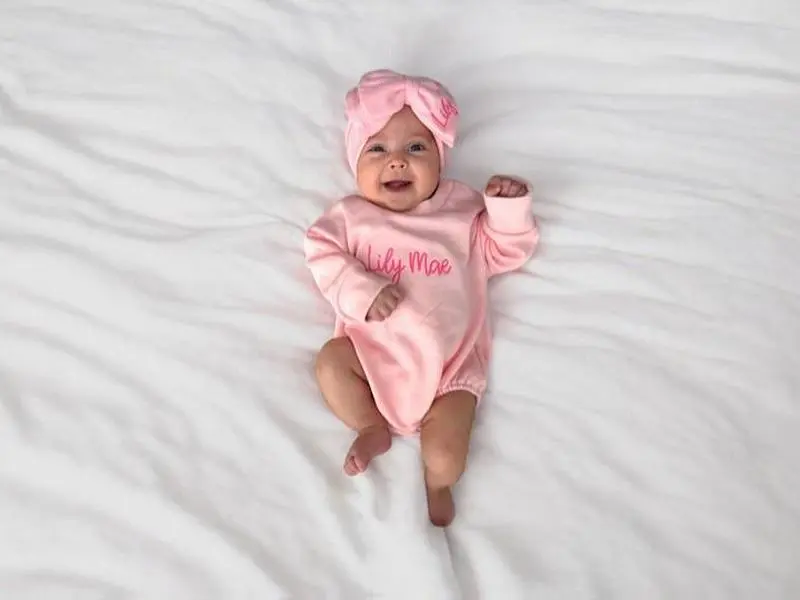 Personalized Sweatshirt Bubble Romper & Bow for baby or toddler | Custom Bubble
