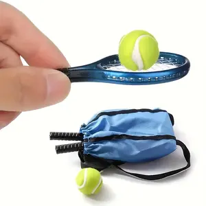 6Pcs mini tennis and tennis racket set, simulation miniature model ornaments, fun furniture decoration ornaments, tennis enthusiasts' close fitting pendants, party fun small gifts