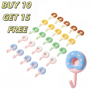 BUY 10 Get 15 Free 25-Pcs Self Adhesive Wall Hooks | No Drill Multi-Purpose Ideal for storing items such as keychains, hair ties, and towels | Heavy Duty Waterproof Bathroom Utility Hanger | Renter Friendly Home Organization Hacks | Space Saver