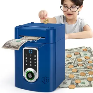 Piggy Bank for Kids, Money Bank Kids Piggy Bank for Boys Toys Touchscreen ATM Piggy Banks Money Saving Box for Boys Girls Gifts Toys Coin Bank with(Blue)