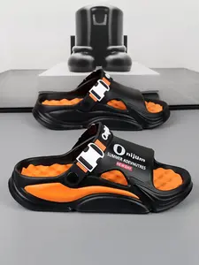 Fashion Casual Slippers for Men and Women, Summer Foot Massage Cool Sandals, Wave Spray Paint, Color Block Design