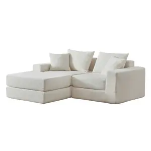 Modular Sectional Sofa with Non Slip Base Deep Seat L Shape Chaise Cloud Like Comfort Customizable Boneless Couch No Assembly Modern Sleeper Sofa for Small Living Spaces
