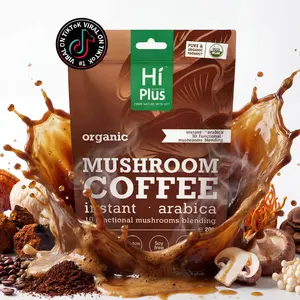 HiPlus Organic Mushroom Coffee with MCT Oil | 10 Functional Mushrooms for Energy, Focus & Gut Health | No Crash, No Jitters | USA Grown | 30 Servings | Non-GMO, Gluten-Free tbrima  powder