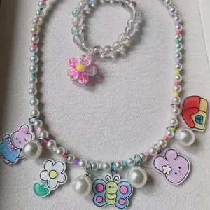 Playful Beaded Necklace and Bracelet Set - Choose from 5 Cartoon Characters