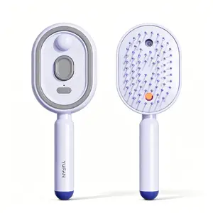 Purple Set Electric Spray Air Cushion Massage Comb - Self-Cleaning, Anti-Tangle, Anti-Static Volumizing Scalp Massage Brush for Dry Frizzy Hair Care (No Essential Oil Included)