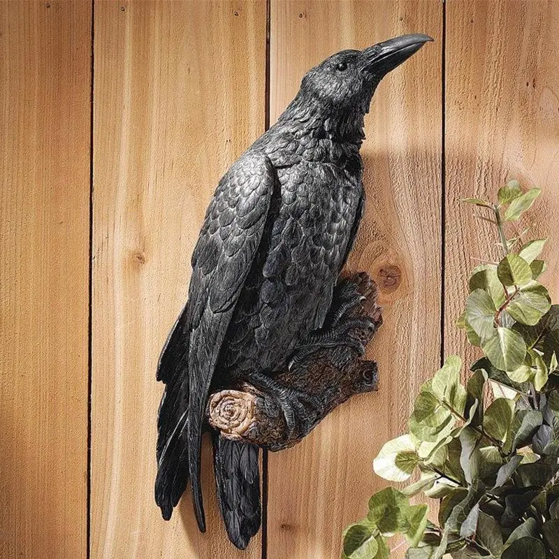 Crow Design Wall Decor, 1 Count Resin Wall Mounted Ornament, Creative Western Decorative Wall Art for Home Living Room Bedroom Garden Decoration, Decoration Items