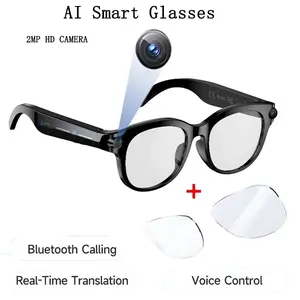 Smart Camera Glasses, with 2MP Camera , Anti-Shake Video Recording Smart Glasses, 2 Lenses (Transparent +White ), Bluetooth Calling, AI Glasses,AI Real-Time Translate , Magnetic Charging ,39G Lightweight for Outdoor Indoor