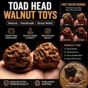 Pocket-sized stress fidget toy Pokemon Walnut Chinese of Frog walnuts,Hand Fidget Toy,Replace mindless phone scrolling，Natural Collectible Stress Reliener peace  Mindfulness Therapeutic hand play& Rolling walnuts builds focus & patience
