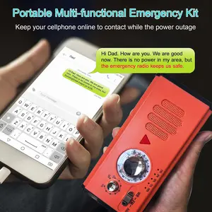 Daykit Portable NOAA Weather Emergency Radio, Handheld Radio, Hand Crank Radio, Solar Powered with Battery Backup, AM/FM, SOS Alarm, 4000mAh Rechargeable Battery Power Bank, LED Flashlight, Type-C for Indoor Outdoor Camping Hurricanes, Snowstorms