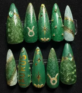 Taurus + Emerald | Zodiac Series | Press-On Nail Set