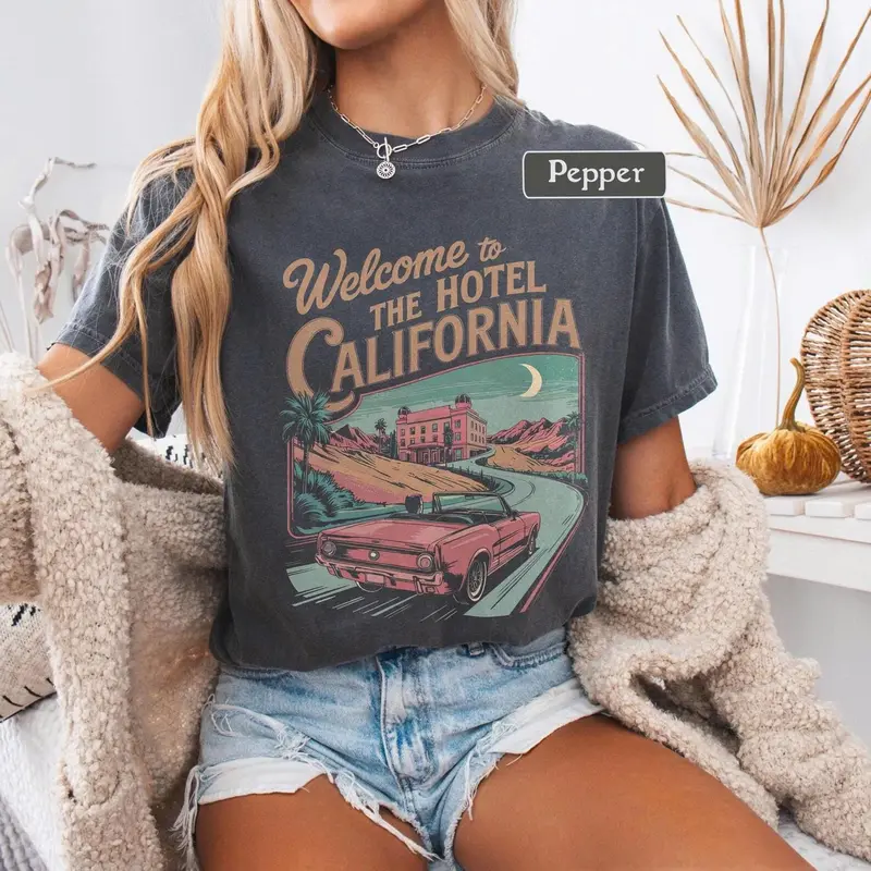 Comfort Colors Band Tee, Vintage California Graphic T-Shirt, Classic Rock Road Trip Top, Retro Music Festival Tee Retro 70s Rock Shirt