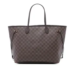 Pre-owned Louis Vuitton Canvas Coated, Leather Travel Bags Neverfull Tote Damier GM by Rebag