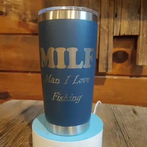 20oz Man I Love Fishing Laser Engraved Tumbler - Portable Design, Stainless Steel, Stylish Drinkware with Lid, Available in Multiple Colors - Washable, Bottled, Flasks