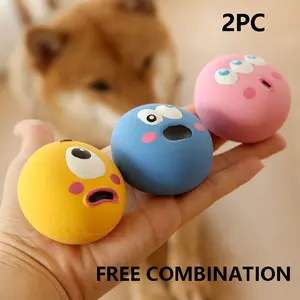 Two Toy Balls For Big Eyed Puppies. Cute Latex Toy With Sound Function, Rebound And Free Combination. Can Stimulate Hunting Instincts. Relieve Boredom And Stress, It Is An Ideal Choice For Interactive Play.