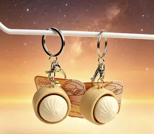 Steamed Bun Pop Fidget Keychain, Cute Dumpling Press & Pop Squeeze Toy, Sensory Stress Relief Keychain, Anxiety ADHD Fidget Toy, Foodie Bag Charm for Kids & Adults