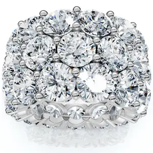 16 Ct Lab Grown Diamond 3-Row Eternity Wedding Ring in 10k White or Yellow Gold