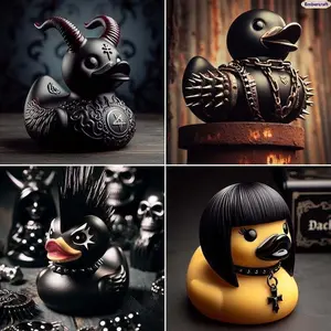 Goth Punk Rock Satan Duck-a Plush - Dark Gothic Emo Aesthetic Room Decor, Trendy Alt Girls' Desk Accessory, Collector Item, Meme Gift