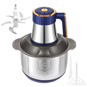 Ezify 500W 5L 5-speed Electric Meat Grinder features a versatile stainless steel mixing bowl that can handle meats, vegetables, fruits, and nuts. It also comes with a compact plastic scraper for easy use