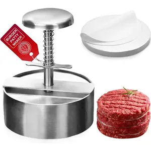 Hamburger Press Patty Maker,304 Stainless Steel Burger Press Patty Maker, Non-Stick Patty Maker for Beef, Hamburger Patties, Meat (5.5inch)
