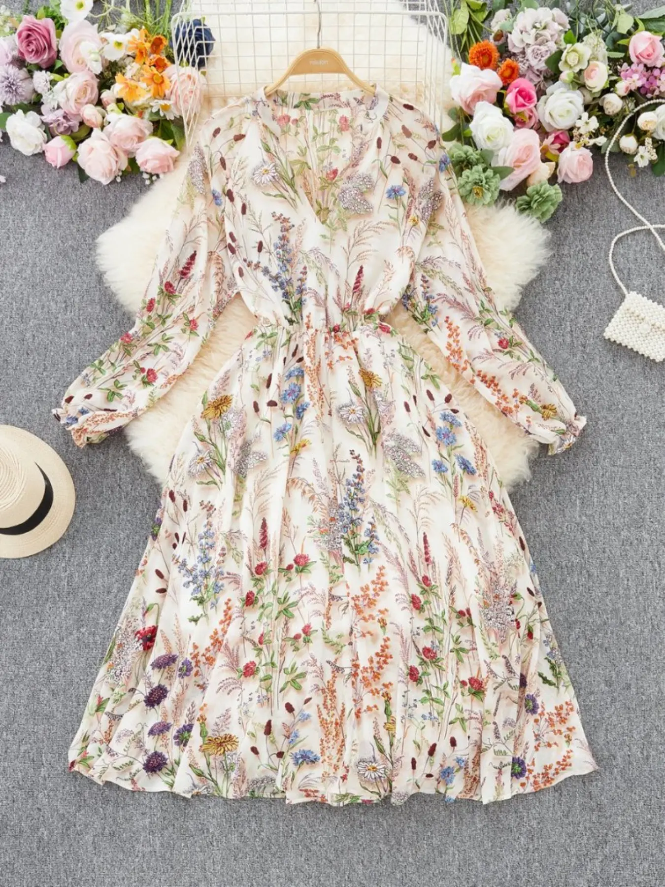 slim fit dress slacks Floral Linen Dress main image 1