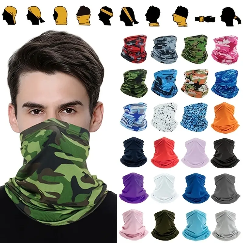 4-Pack Solid Microfiber Neck Gaiter Mask for Adults, All-Seasons Lightweight Balaclava Headwear, Breathable Medium-Stretch Face Covering for Biking, Neck Gaiter Bandana